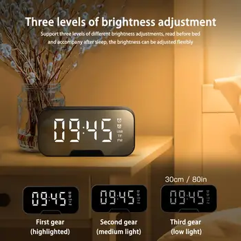 

Multifunction Mirror Alarm Clock Bluetooth Speaker With FM Radio LED Mirror Snooze Wireless Subwoofer Music Player Table Clock