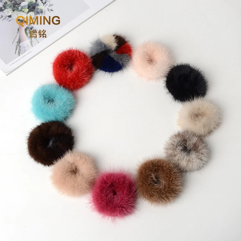 

100% Real Mink Fur Hair Rope Women Accessory Flurry Headband Hair Ties Holder Elastic Highgrade Luxury Fashion Hair Ring