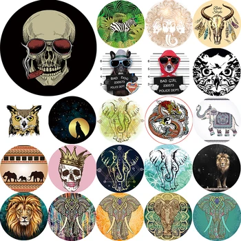 

Hot sale indian elephants lion skull wolf dogs animal pattern women summer vacation round beach towel size 1500*1500mm