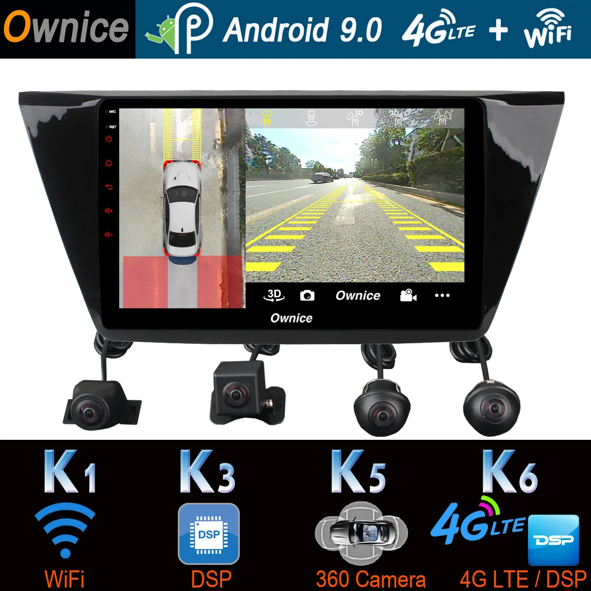 360 ° панорамная AHD камера 4G LTE Android 9 0 8 ядер + 64G DSP CarPlay Автомобильный мультимедийный