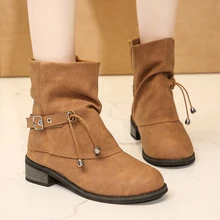 Женская прогулочная обувь из искусственной кожи; женские ботильоны на платформе и молнии; Botas Mujer; Уличная обувь на низком каблуке; Botines; большие размеры 35-43