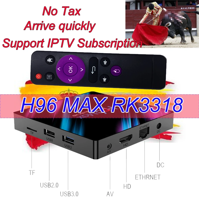 

Android 9.0 H96 Max 3318 TV Box 2.4G/5G Wifi BT4.0 Smart Tv Box 4G 64G Google Play netflix YouTube smart tv box Android h96 max
