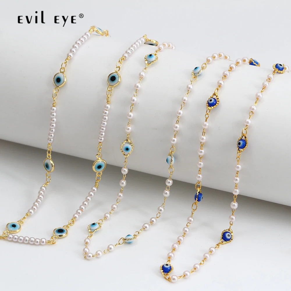 Evil Eye Artificial Pearl Bead Long 