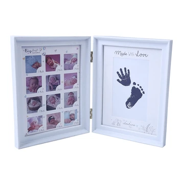 

Newborn Baby Photo Frame Kit Handprint and Footprint Picture Display Pawprints Clean-Touch Ink Pad Photo Frames Memories