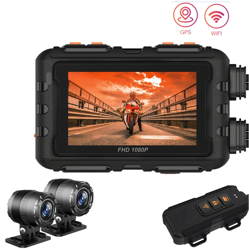 Вся машина Водонепроницаемый 1080P/30FPS мотоцикл Dash Cam 3 дюйма видео Камера DVR с Wi-Fi GPS