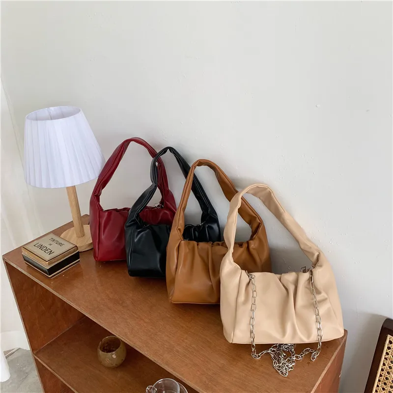 

luxury New autumn and winter female bag bucket single shoulder diagonal cross chain package fold design soft leather female bag
