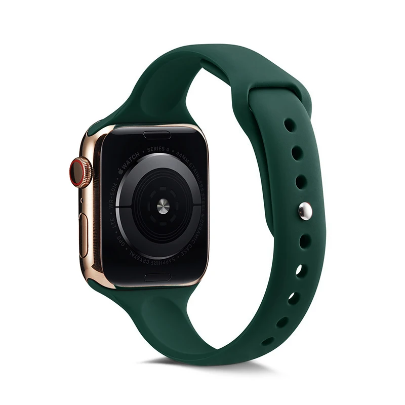 Ремешок для часов Apple Watch 38 мм 42 мм 44 мм 40 мм IWatch 4 3 2 1 спортивный силиконовый ремешок тонкий браслет аксессуары для часов - Цвет ремешка: Olive