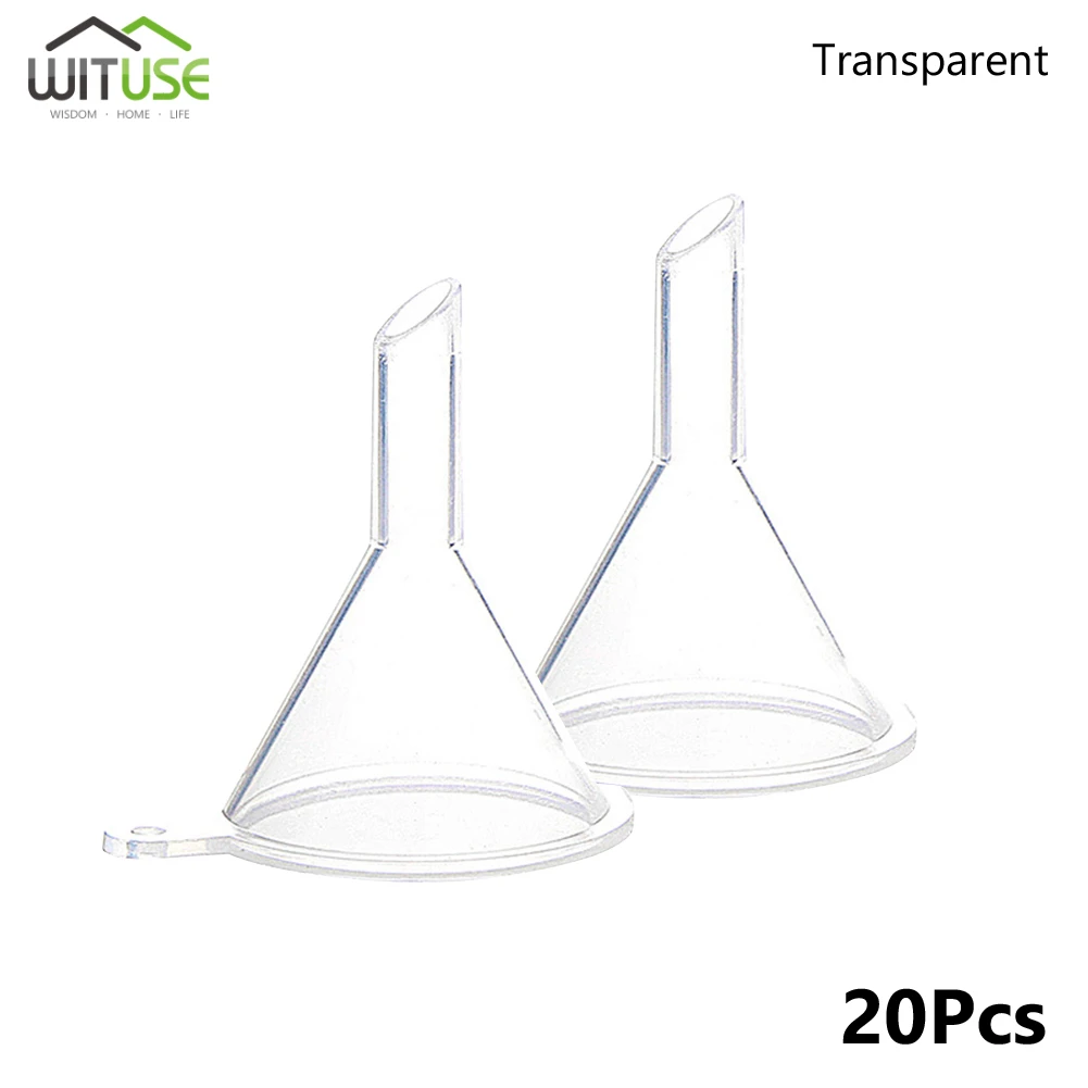 20pcs Transparent 10pcs 20Pcs Portable Mini Plastic Filling Funnel For Perfume Diffuser Bottle Mini Liquid Oil Funnels Labs Kitchen Specialty Tool - Color: 20pcs Transparent