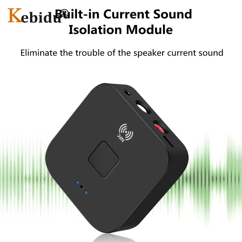 KEBIDU NFC Bluetooth 5,0 приемник 3,5 мм AUX Поддержка NFC RCA HiFi беспроводной адаптер поток музыки на 2 колонки симутантно