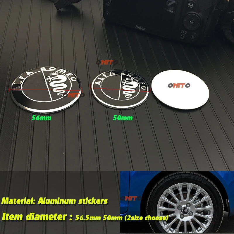 

New 50mm 56mm Alfa Romeo 147 156 159 166 Car Wheel Center Hub Cap Emblem Wheel Dust-proof covers decal Badge 3d Stickers black
