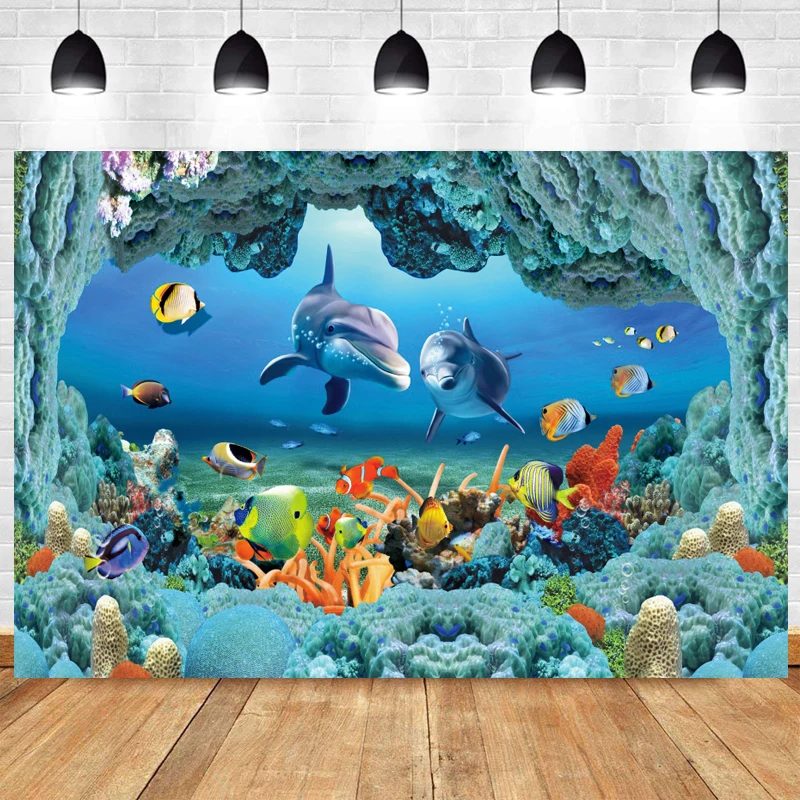 Under The Sea World Background Photography 5x7ft Vinyl Photo Backdrop Newborn Tropical Ocean Blue Dolphin Backdrop for Baby Shower Seamless Photo Props Under The Sea World Background Photography 5x7ft Vinyl Photo Backdrop Newborn Tropical Ocean Blue Dolphin Backdrop for Baby Shower Seamless Photo Props