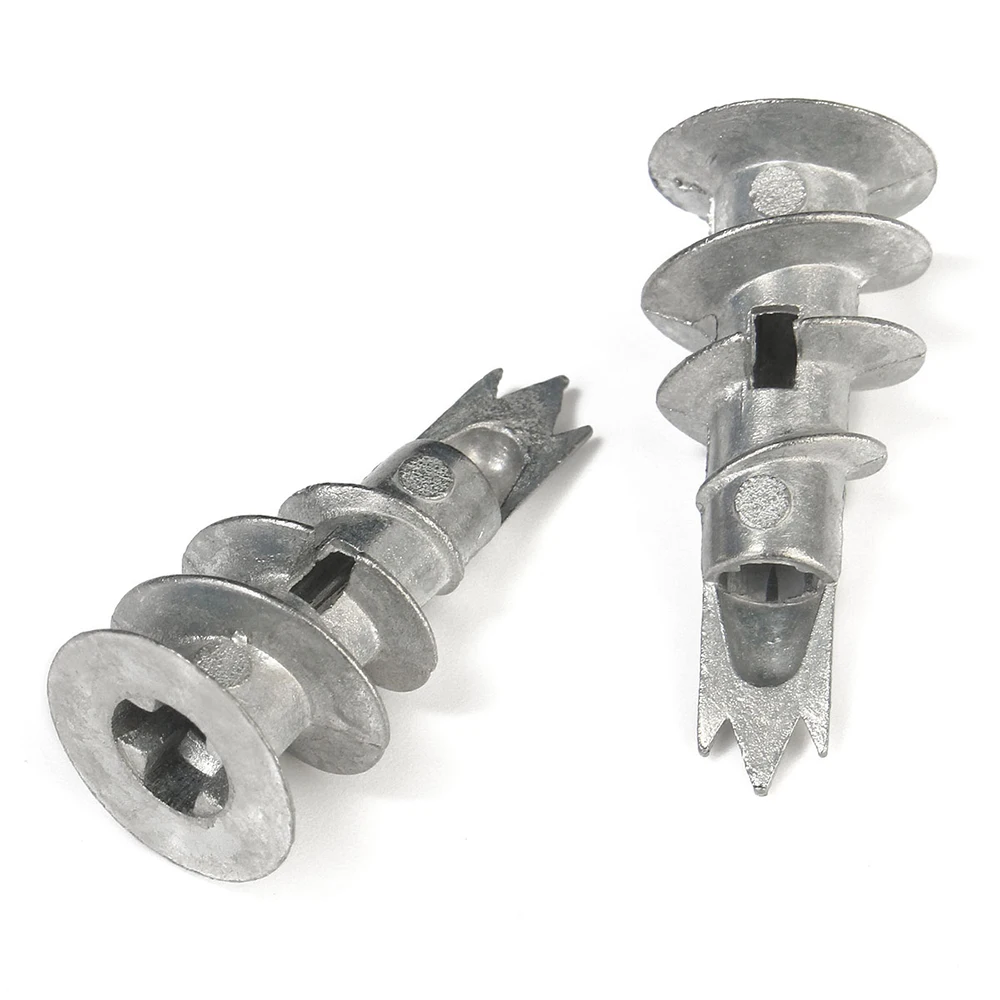 

50Pcs 13X42mm Zinc Alloy Plasterboard Fixings Self Drill Cavity Phillips Head Drywall Hollow-Wall Anchors Self Tapping Screws