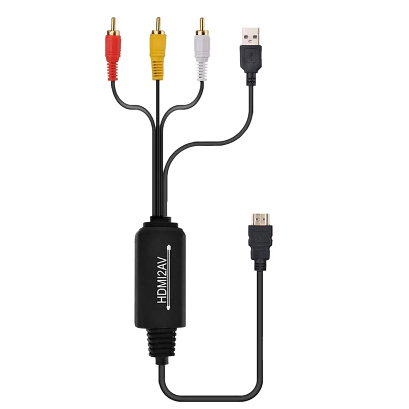 

1.8M (6.1Ft) 1080P Hdmi To Av Converter 3Rca Cvbs Converter Hdmi To Composite Av Converter Adapter