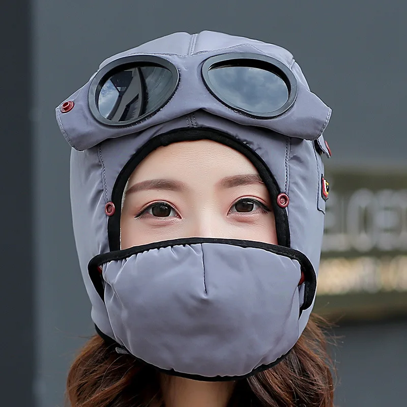 Новые зимние шапки для детей Skullies Beanies, вязаные бархатные шапки для маленьких детей, модные солнцезащитные очки для мальчиков и девочек, теплая шапка унисекс - Цвет: gray adult