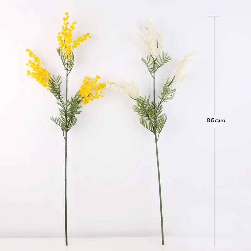 JAROWN Artificial Acacia Yellow Mimosa Plush Pudica Fake Silk Flower Wedding Party Decor Red Bean Plant Home Decor (21)