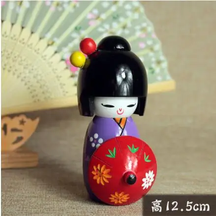 1 шт. новая милая японская кукла Kokeshi с зонтиком, деревянные куклы, размер 12,5 см