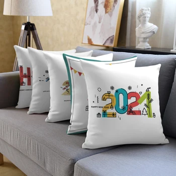 

2021 New Year Pattern Living Room Cushion Cover for Home Decoration Sofa Bed Waist Pillow Cover Pillow Case Club Hotel 45*45cm