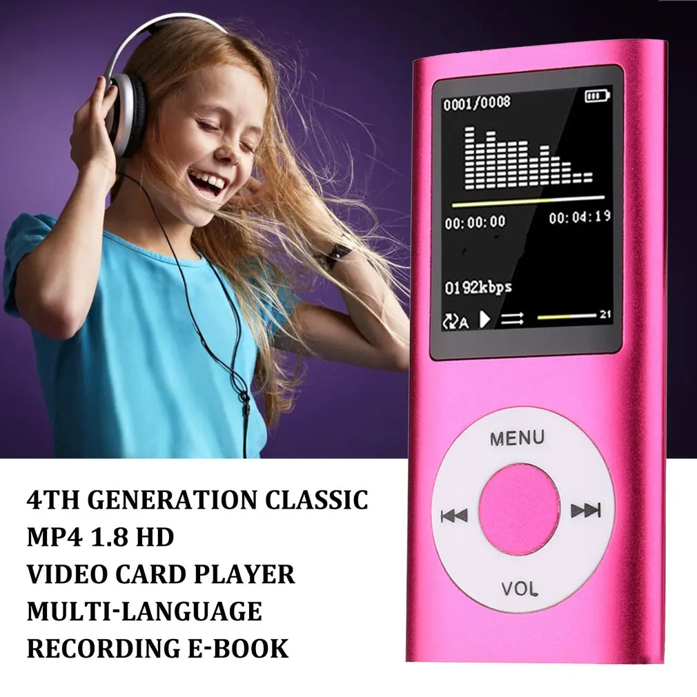 Mp4 1,8 Hd видео карта Mp4 Mp3 плеер Walkman Поддержка многоязычной записи электронная книга портативный Walkman