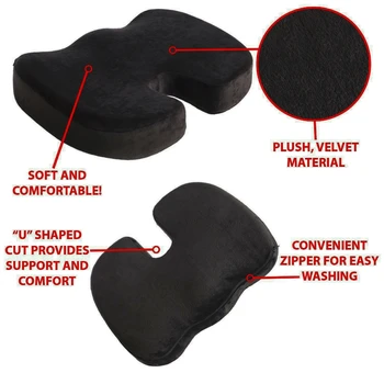 

HLZS-Orthopedic Pillow Seat Memory Foam Chair Office Cushion Coccyx