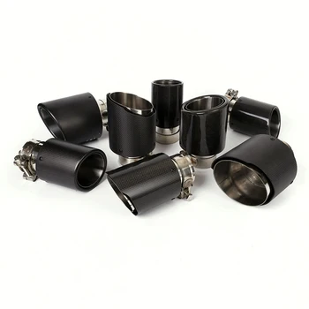 

Universal 63mm Car Exhaust Tips Carbon Fiber Mufflers 76mm 89mm 101mm 114mm Outer Auto SUV Rear Exhaust Pipe Glossy Matte Clamp