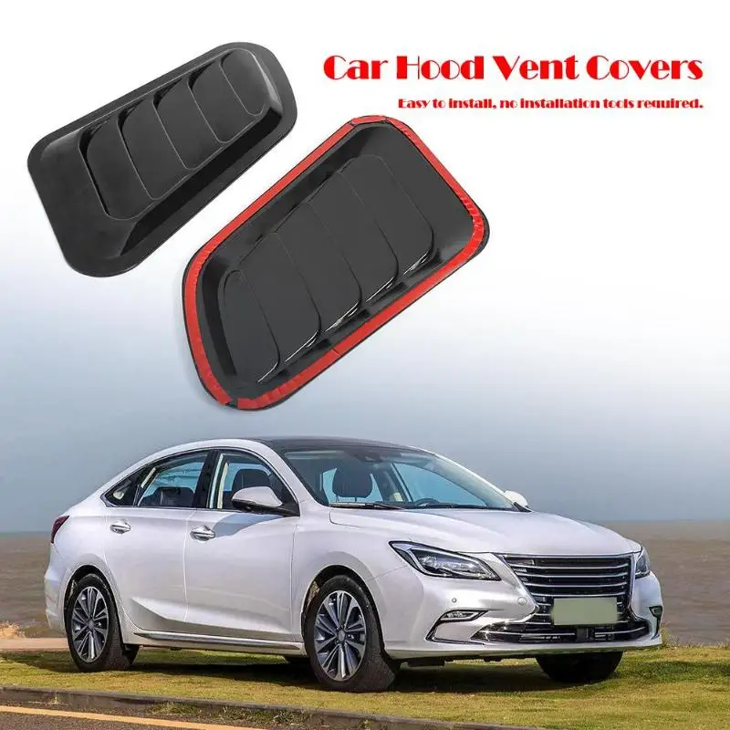 2pcs Car Fake Vent Covers Hood Decoration Air Outlet Stickers Universal