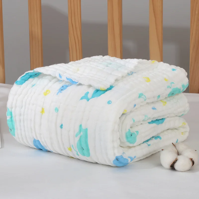 Детские одеяла для новорожденных; детские одеяла с Минки; Манта для новорожденных; Bebe Recien Nacido Algodon; Детские муслиновые одеяла для пеленания - Цвет: Whale