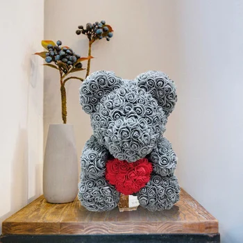 

25cm Eternal Flower Rose Bear Romantic Artificial Rose Flower Decoration Valentines Day Gift Wedding Party Supplies Christmas