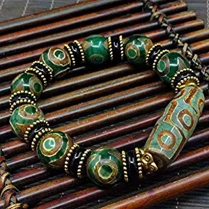 

EASTCODE Green Three-Eye Tianzhu Natural Tibetan Old Mine tianzhuyuan Stone to Pure Cinnabar Authentic Three-Eye Agate Bracelet