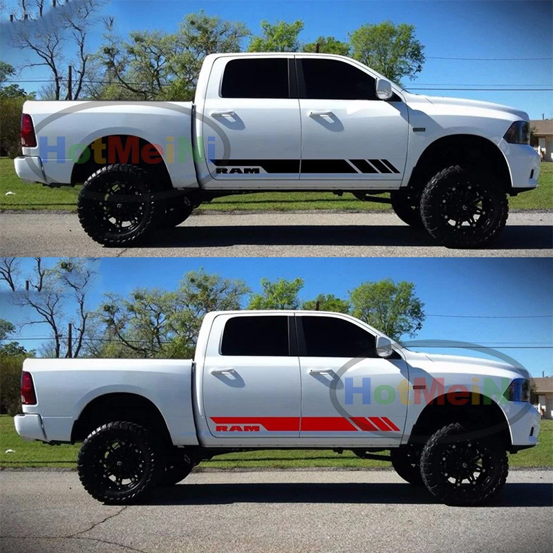  HotMeiNi 2x Side Stripe Decal Graphic Body Kit Car Sticker for Dodge Ram Hemi Grille Tail Light Cov