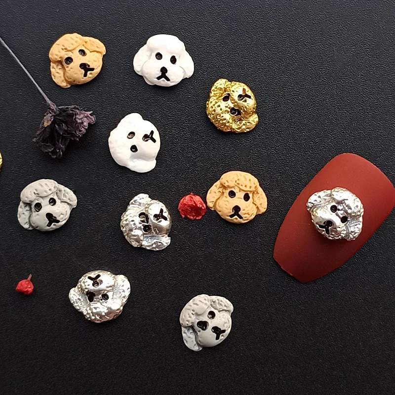 Resin Cartoon Dog Nail Art Decoration Flat Back Cute Embossed Puppy 3D Fingernail DIY Accessories 30/100PCS 5
