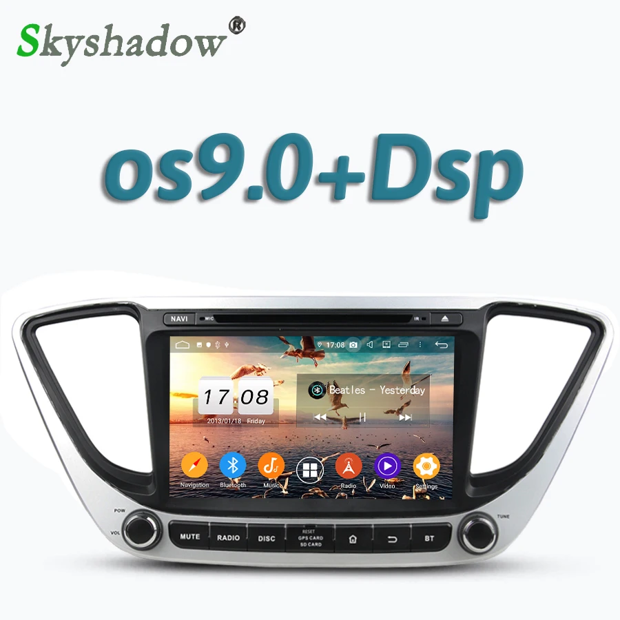 Discount Car DVD Player HD IPS TDA7851 DSP Android 9.0 8 Core 4GB + 32GB GPS Map RDS Radio wifi Bluetooth 4.2 For Hyundai Verna 2017 201 0