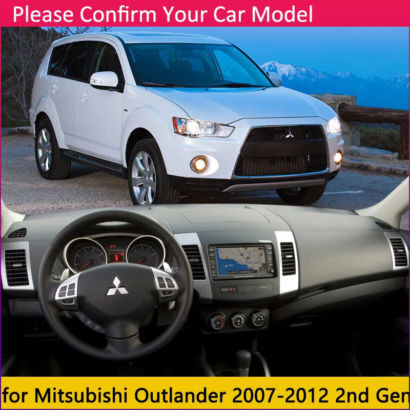 Для Mitsubishi Outlander 2007~ 2nd 3rd Gen Противоскользящий коврик на приборную панель солнцезащитный коврик Dash автомобильные аксессуары с покрытием - Название цвета: Outlander 2007-2012