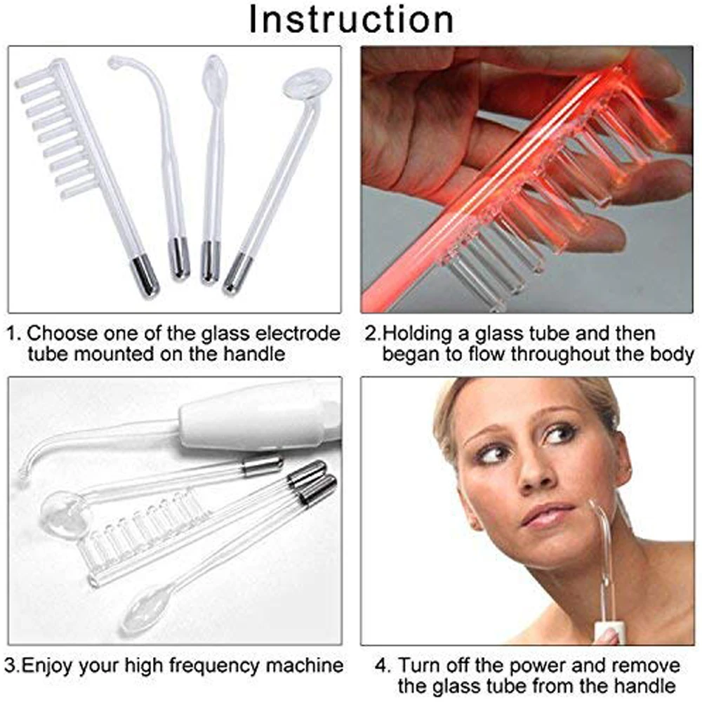 4 In1High Frequency Skin Beauty Device Machine w/Neon&ndash;Anti-Aging-Skin Tightening-Wrinkle Reducing-Dark Circles&ndash;Blemish Control
