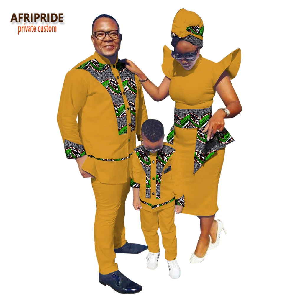 Семейная одежда с Африканским принтом AFRIPRIDE мужской костюм + женское платье до