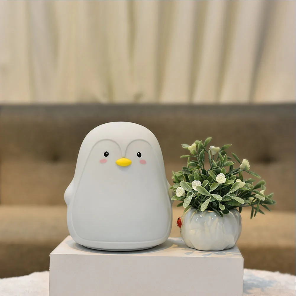 

Bedroom Penguin Home Led Durable Night Light Cartoon Practical Soft USB Charging Silicone Children Animal Nursery Lamp