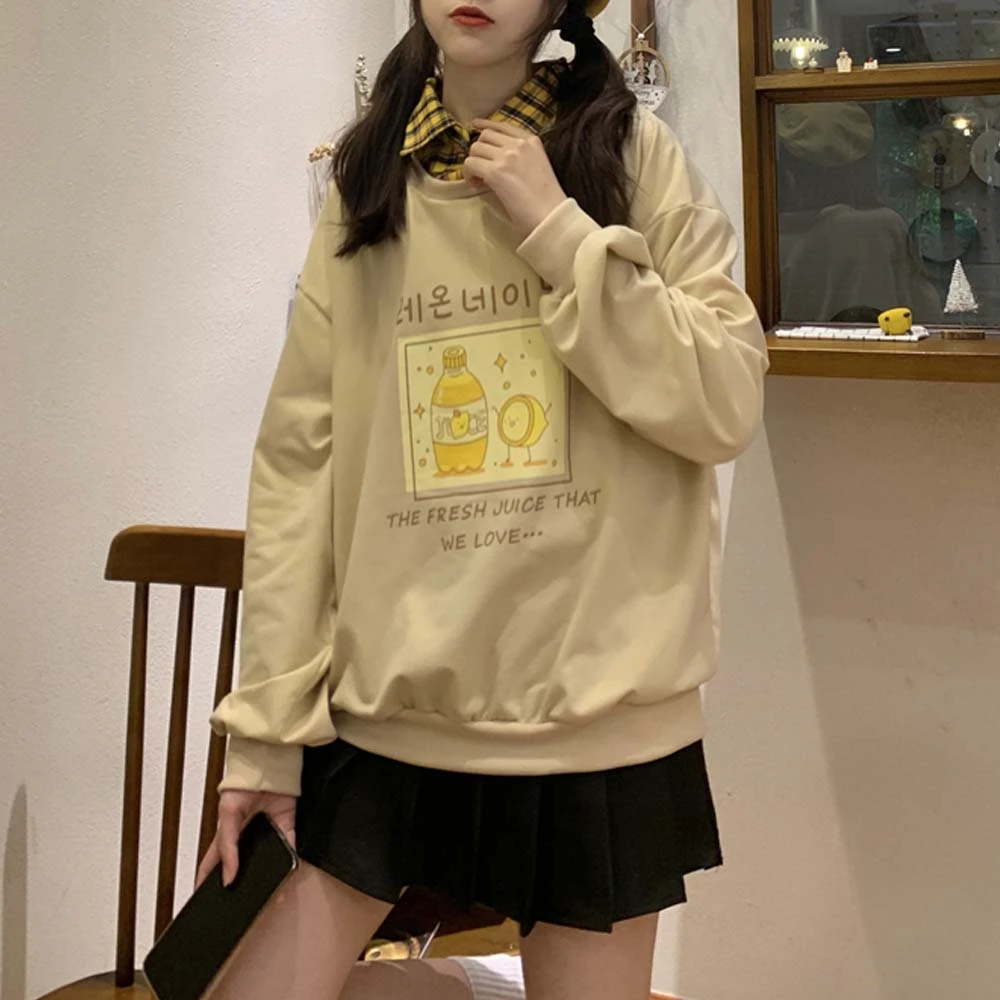 Sudadera de retazos a cuadros para mujer, sudaderas finas coreanas de manga larga para estudiantes, sudadera de con capucha informal, dos jerséis falsos de otoño|Sudaderas con capucha y sudaderas| -