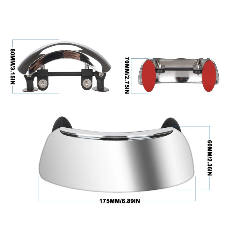 

Motorcycle Rearview Mirror Scooter E-Bike Rear 180 Degree View Mirrors Back Side Convex Mirror Safety Mirror Give Full Rear View