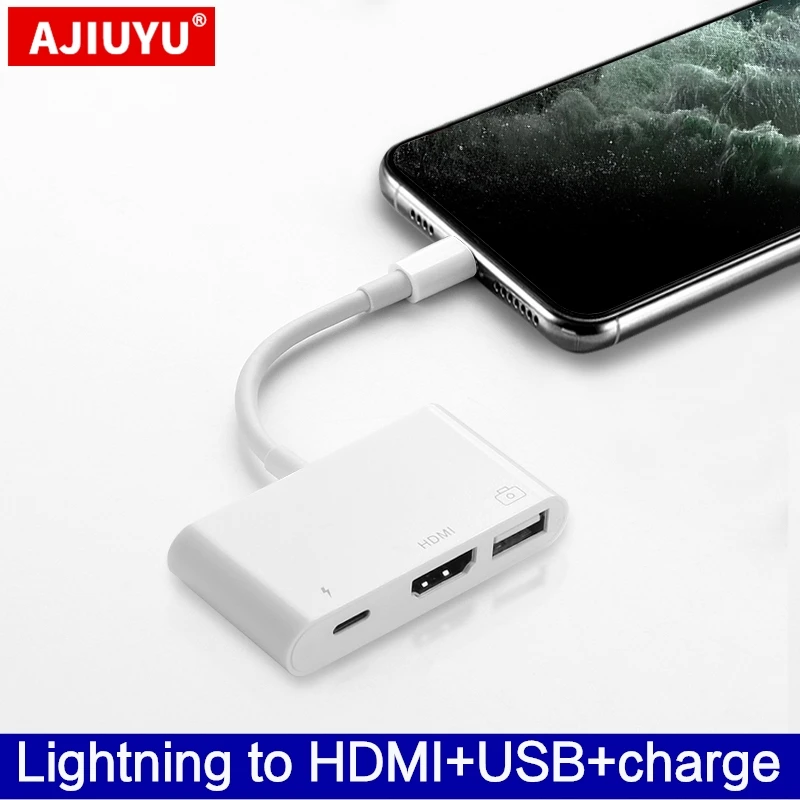 Переходник AJIUYU OTG с Lightning на HDMI USB-адаптер для камеры iPhone 6s 7 8 Plus x xs 11 pro max кабель