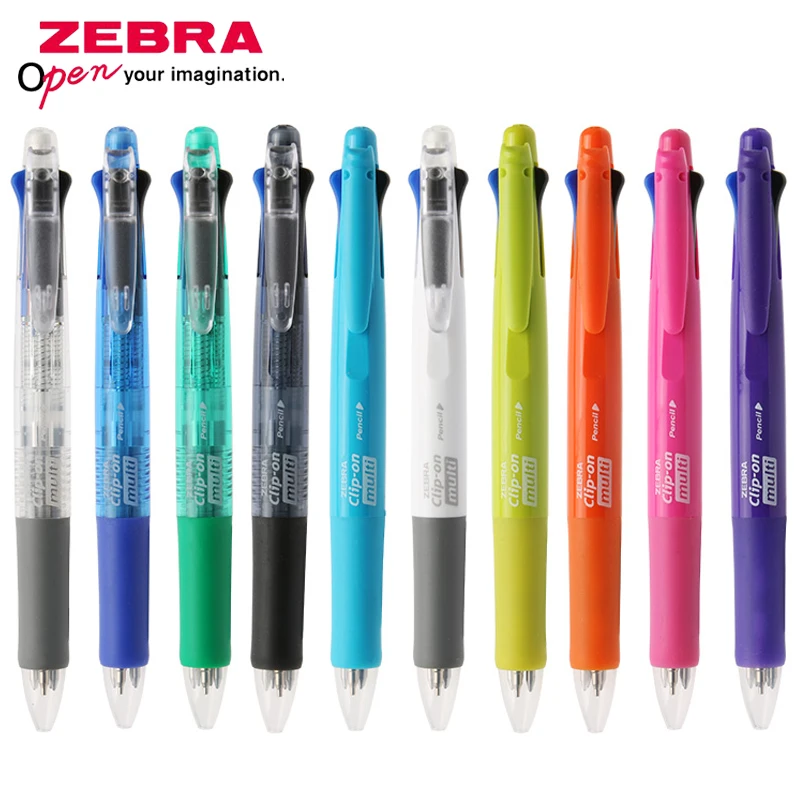 New Zebra Ball Point Pen Clip-On Multi P-B4SA1-C Clear Body 0.7 