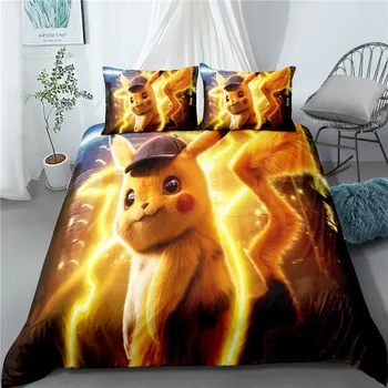 

Haguyy 3D Pokemon Cartoon Pattern Hot Sell Printed Duvet Cover Set 2/3pcs Kid Bedroom Decoration Friendly Gifts Home Textile
