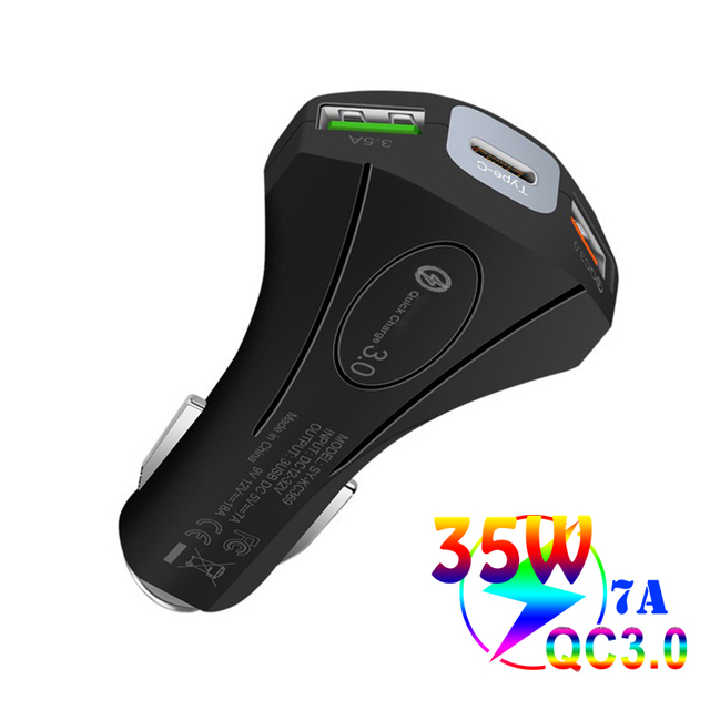 Car Charger 35W Type C Quick Charge 3.0 QC3.0 Fast Car USB C Charging Adapter For iPhone Samsung Xiaomi Mobile Phone Charger