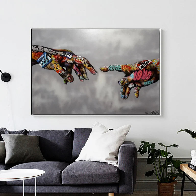 

Hands Creation of Adam Canvas Paintings Reproductions Classical Famous Canvas Wall Art Pictures for Home Living Room Decoration