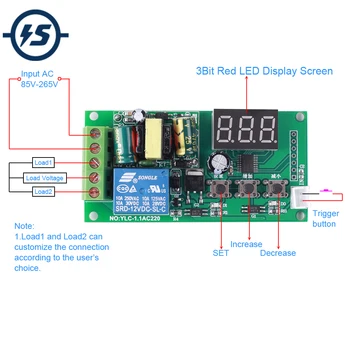 

AC 110V 220V Button Control Switch High Level Signal Trigger Countdown Timer Relay Switch Module LED Display