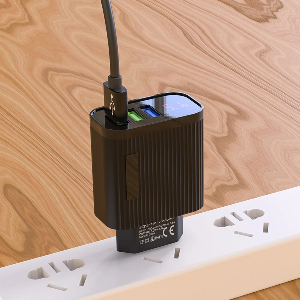 3 Порты USB Зарядное устройство для IPhone Зарядное устройство светодиодный Дисплей USB 5V 3A быстрой зарядки стены Зарядное устройство для IPhone samsung Xiaomi 2.4A Зарядное устройство