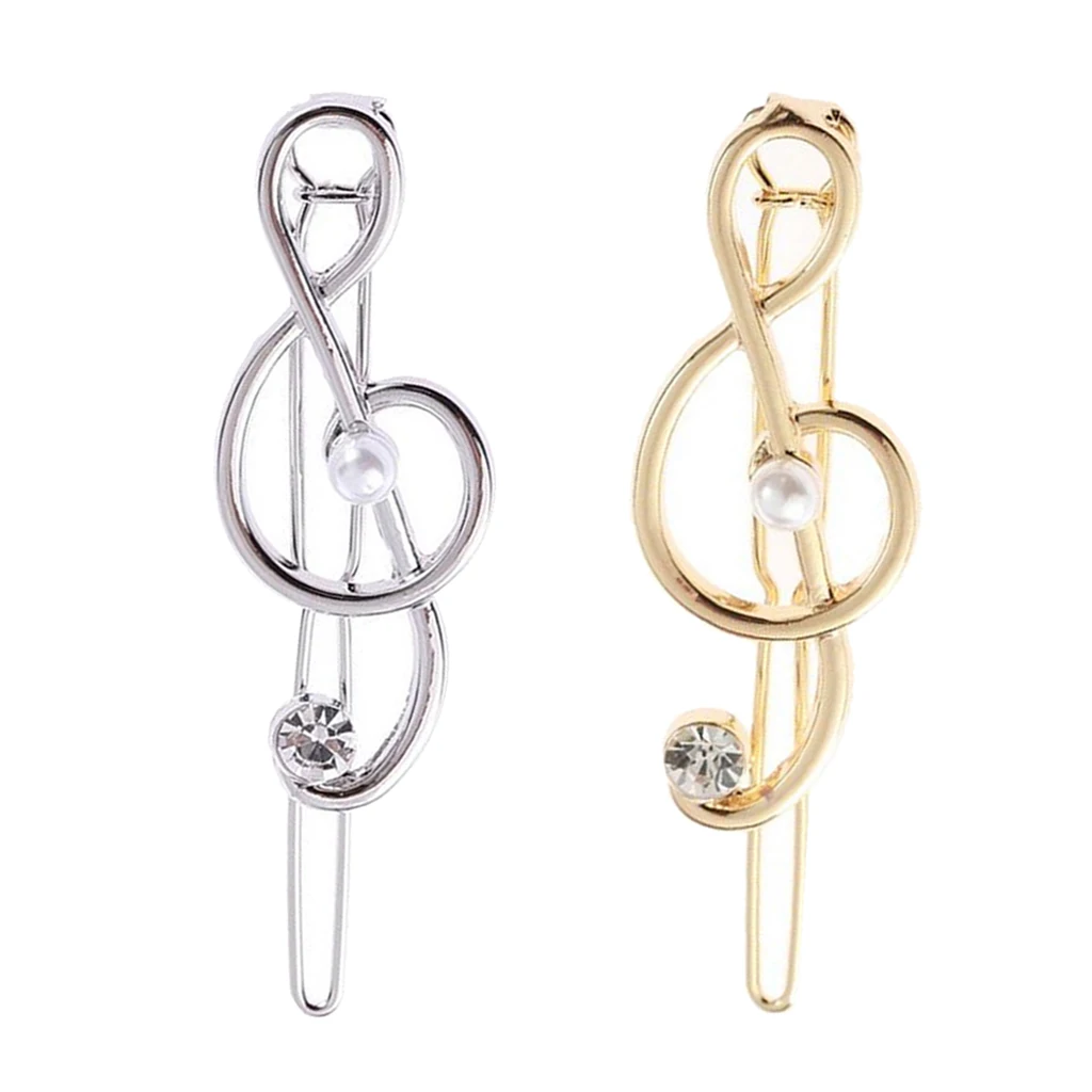 2x Geometric Hairpin Clip Alloy Music Note Hair Snap Clamp Womens Girls Headwear