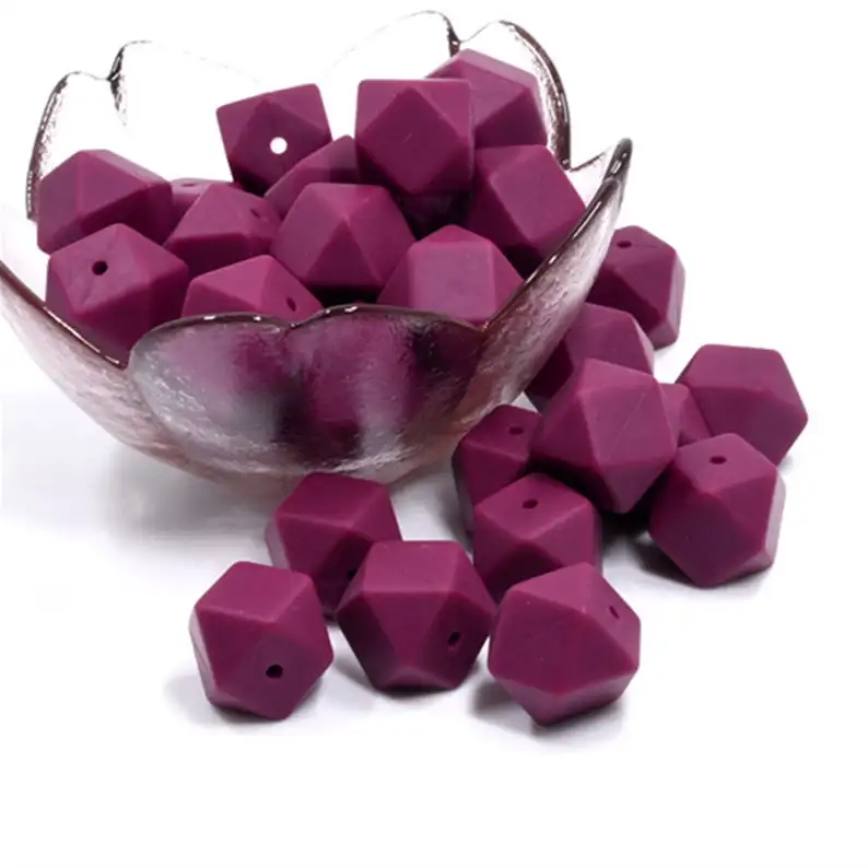 14 мм 17 мм красный винный шестигранный силиконовый Прорезыватель Beads BPA бесплатные сенсорные четки Детские трофеи BX24