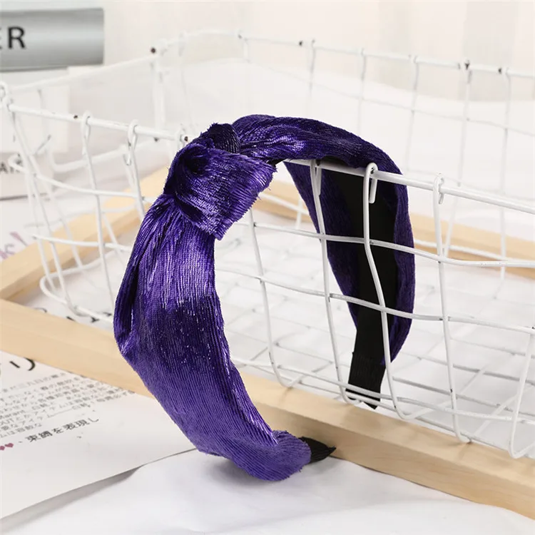 Dark Purple Винтажные бархатные женские повязки для волос, базовые повязки для девушек, элегантные женские головные уборы, аксессуары для волос - Цвет: Dark Purple