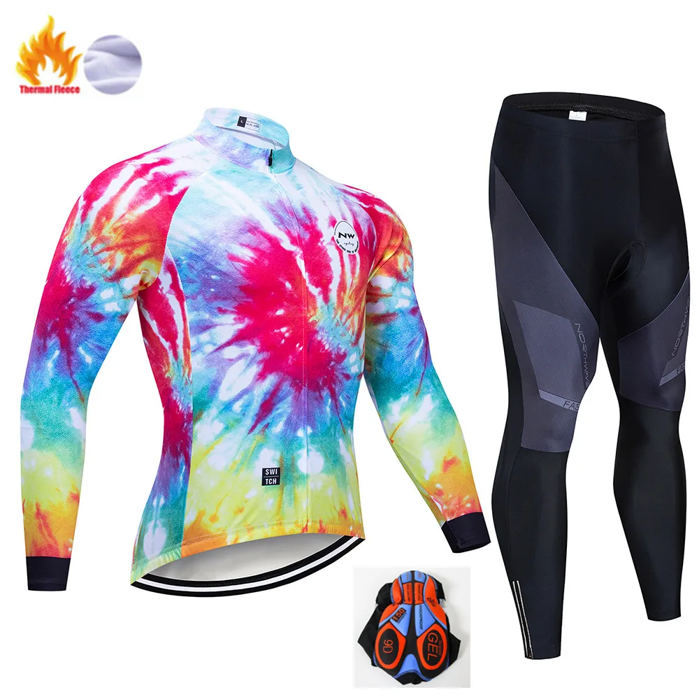 Winter Cycling suit Northwave зимняя одежда для велоспорта с длинным рукавом, теплый флисовый комплект, Мужская одежда для горного велосипеда, одежда для велоспорта - Цвет: Winter Cycling suit
