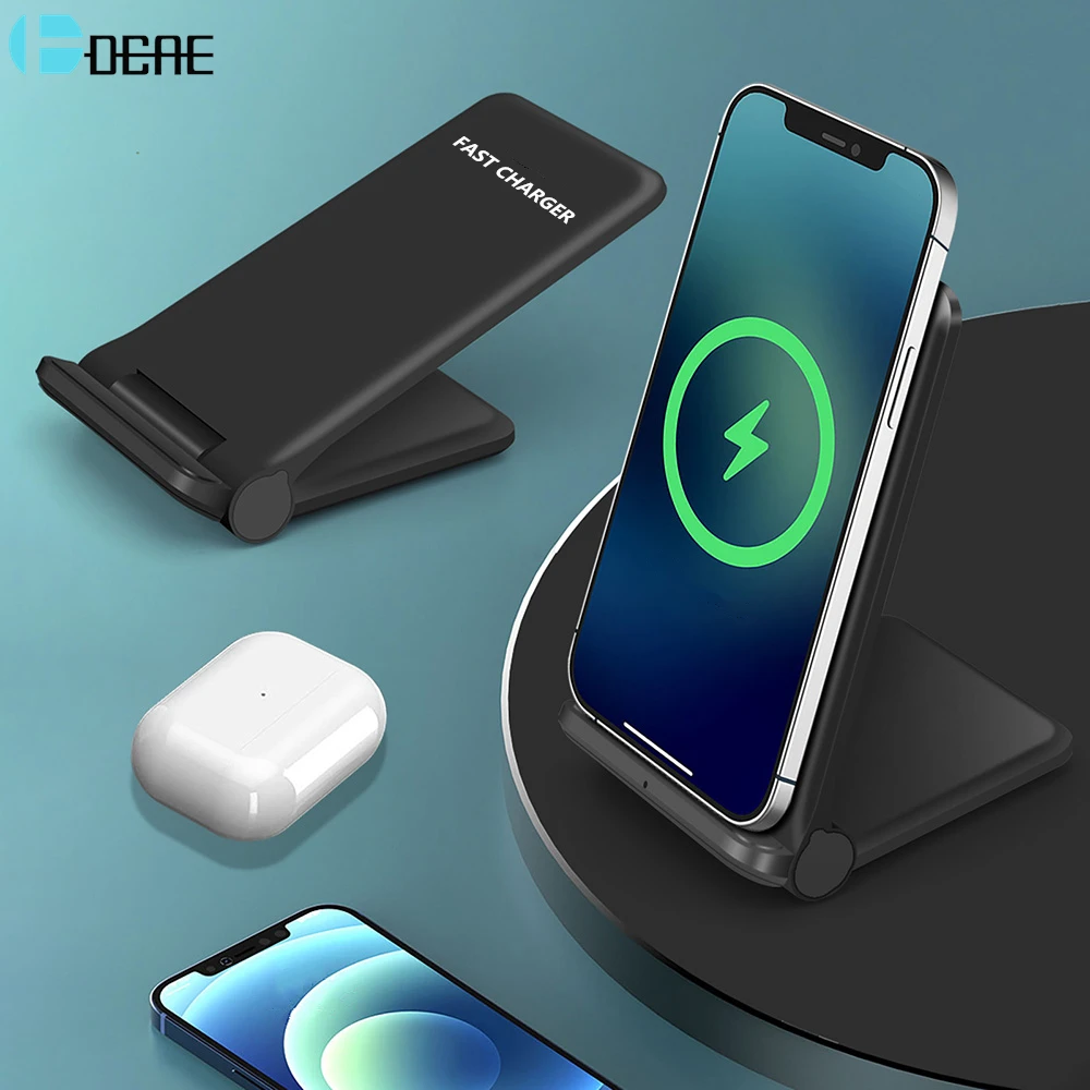 30W Fast Qi Wireless Charger Holder for iPhone 12 11 XS XR X 8 Airpods Pro Samsung S21 S20 Foldable Induction Charging Stand Pad