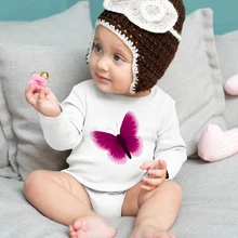 

2022 Newborn Baby Girl Clothes 0 3 Months Summer Rompers Butterfly Ropa Bebe Free Shipping Toddler Boy Bodysuit Short Sleeve